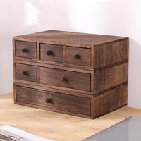 Wooden Desktop Storage Box Display Height Rack Jewelry Drawer Finishing Mini Student Stationery Storage Cabinet